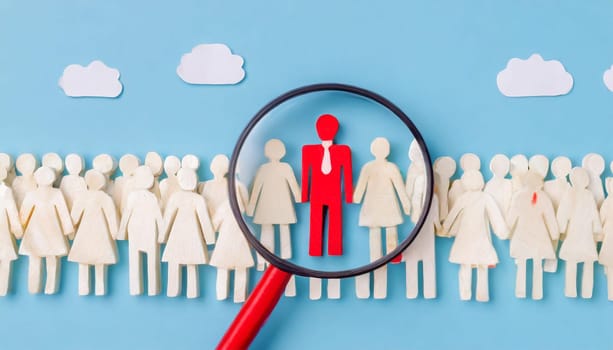 Wooden figures of people are lying on a white background. Social network. Business. The concept of human resources management. Headhunters. Search for people to work. The search for the second half.