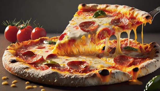 Supreme Pizza lifted slice