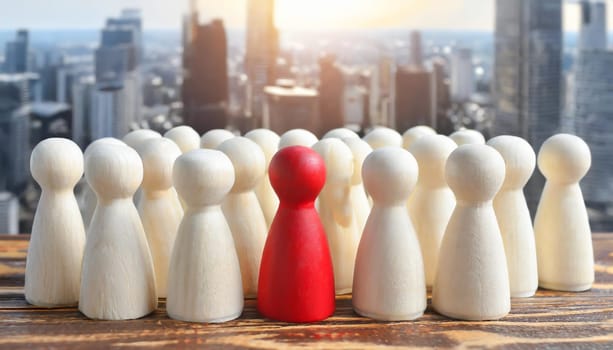 Wooden figures of people are lying on a white background. The search for the second half. Social network. Business. The concept of human resources management. Headhunters. Search for people to work