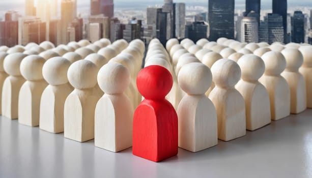 Wooden figures of people are lying on a white background. The search for the second half. Social network. Business. The concept of human resources management. Headhunters. Search for people to work