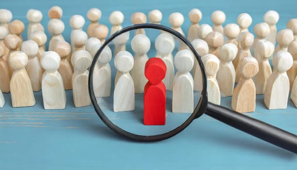Wooden figures of people are lying on a white background. Social network. Business. The concept of human resources management. Headhunters. Search for people to work. The search for the second half.