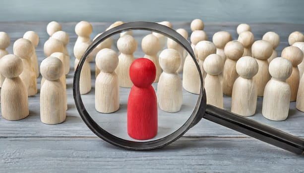 Wooden figures of people are lying on a white background. Social network. Business. The concept of human resources management. Headhunters. Search for people to work. The search for the second half.