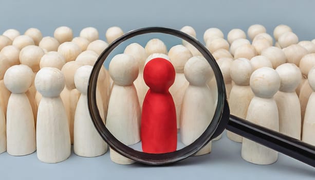 Wooden figures of people are lying on a white background. Social network. Business. The concept of human resources management. Headhunters. Search for people to work. The search for the second half.