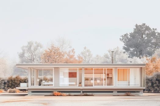 Exterior of modular luxury home. Modern small modular house.AI generated