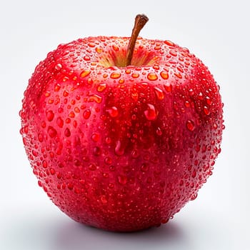 Ripe red apple on a white background AI generated image