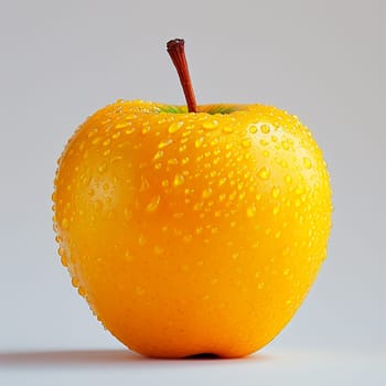Ripe yellow green apple on a white background AI generated image