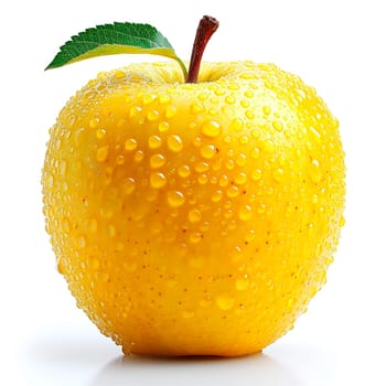Ripe yellow green apple on a white background AI generated image