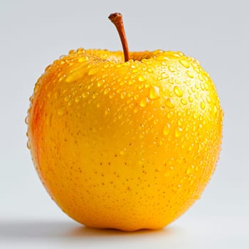 Ripe yellow green apple on a white background AI generated image