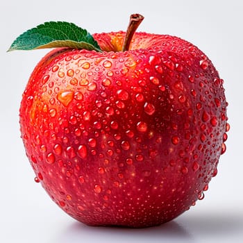Ripe red apple on a white background AI generated image