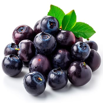 Acai berries on white isolated background AI generated image