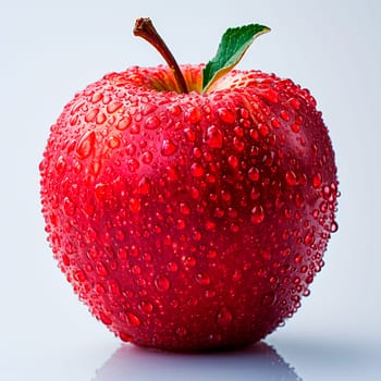 Ripe red apple on a white background AI generated image