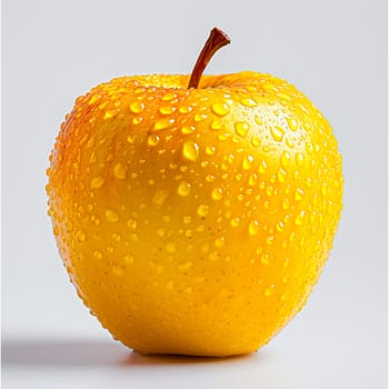 Ripe yellow green apple on a white background AI generated image
