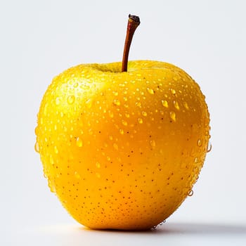 Ripe yellow green apple on a white background AI generated image