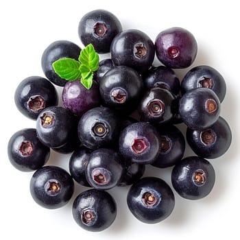 Acai berries on white isolated background AI generated image