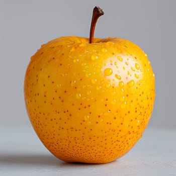 Ripe yellow green apple on a white background AI generated image