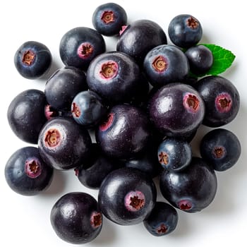 Acai berries on white isolated background AI generated image