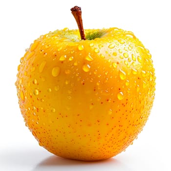Ripe yellow green apple on a white background AI generated image