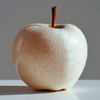 Ripe white apple on a white background AI generated image