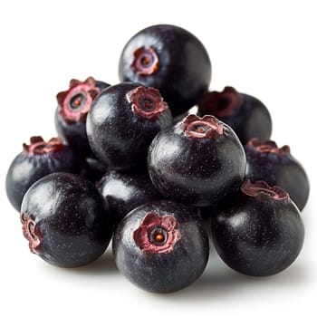 Acai berries on white isolated background AI generated image