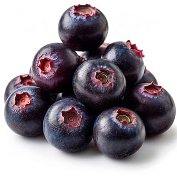 Acai berries on white isolated background AI generated image