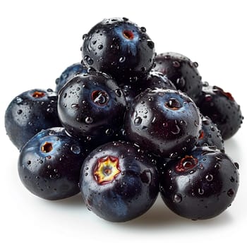Acai berries on white isolated background AI generated image