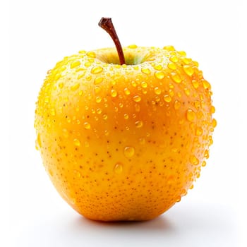 Ripe yellow green apple on a white background AI generated image