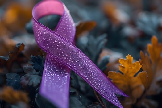 World cancer day, Purple Ribbon on purple soft blur background, Generative Ai