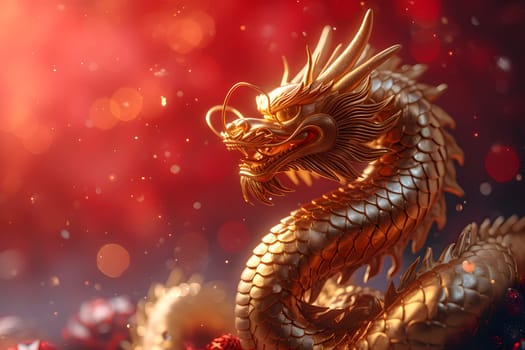 Chinese New Year Concept, The golden dragon is a symbol of good luck and prosperity for the Chinese people, Generative Ai