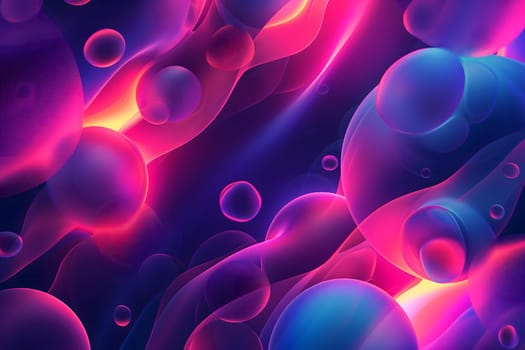 Abstract pink and cyan bubble shapes background and wallpaper. Neural network generated in January 2024. Not based on any actual scene or pattern.