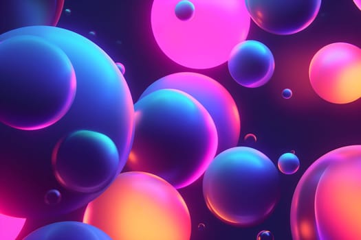 Abstract pink and cyan bubble shapes background and wallpaper. Neural network generated in January 2024. Not based on any actual scene or pattern.