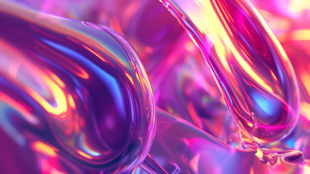 Abstract background of wavy glass with colorful orange and pink lighting. Neural network generated in January 2024. Not based on any actual scene or pattern.