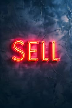 Neon inscription word sell. Neural network generated image. Not based on any actual scene or pattern.