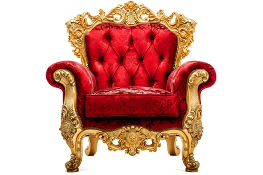 Red velvet capitonner technique armchair on white background. Digitally generated image. Not based on any actual person, scene or pattern.