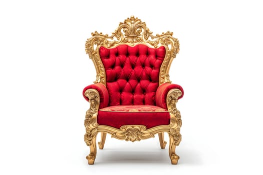 Red velvet capitonner technique armchair on white background. Digitally generated image. Not based on any actual person, scene or pattern.