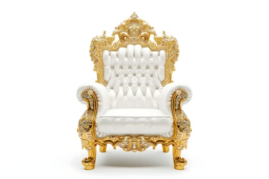 White leather capitonner technique armchair on white background. Digitally generated image. Not based on any actual person, scene or pattern.