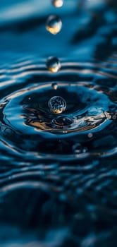 Water Droplet and Ripples Close-up. Neural network generated image. Not based on any actual scene or pattern.