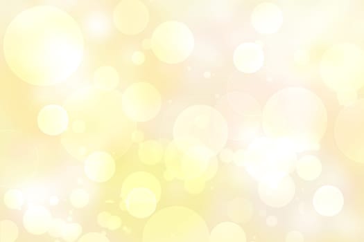 Abstract blurred fresh vivid spring summer light delicate pastel yellow white bokeh background texture with bright circular soft color lights. Beautiful backdrop illustration.