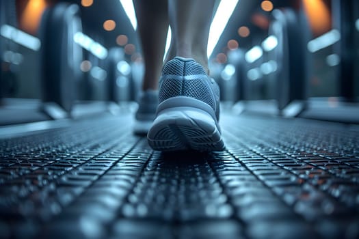 Close-up of a person's shoe while walking. Suitable for accompanying articles about the walking benefits, articles recommending places to walk for exercise, posting pictures with quotes about walking