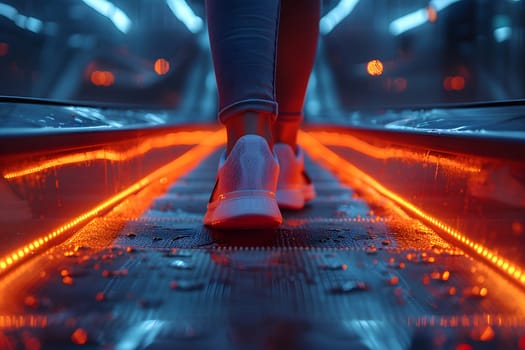 Close-up of a person's shoe while walking. Suitable for accompanying articles about the walking benefits, articles recommending places to walk for exercise, posting pictures with quotes about walking
