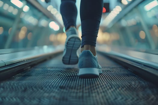 Close-up of a person's shoe while walking. Suitable for accompanying articles about the walking benefits, articles recommending places to walk for exercise, posting pictures with quotes about walking