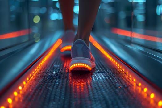 Close-up of a person's shoe while walking. Suitable for accompanying articles about the walking benefits, articles recommending places to walk for exercise, posting pictures with quotes about walking