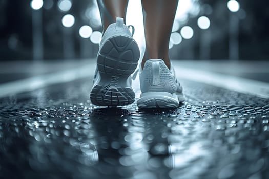 Close-up of a person's shoe while walking. Suitable for accompanying articles about the walking benefits, articles recommending places to walk for exercise, posting pictures with quotes about walking