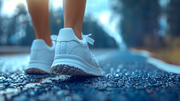 Close-up of a person's shoe while walking. Suitable for accompanying articles about the walking benefits, articles recommending places to walk for exercise, posting pictures with quotes about walking