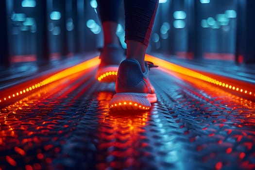 Close-up of a person's shoe while walking. Suitable for accompanying articles about the walking benefits, articles recommending places to walk for exercise, posting pictures with quotes about walking
