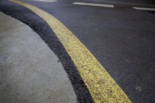 Detail of lines on a road, road traffic