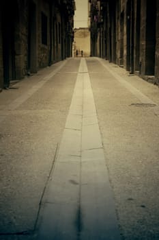 Detail of old street in an old medieval town in Spain
