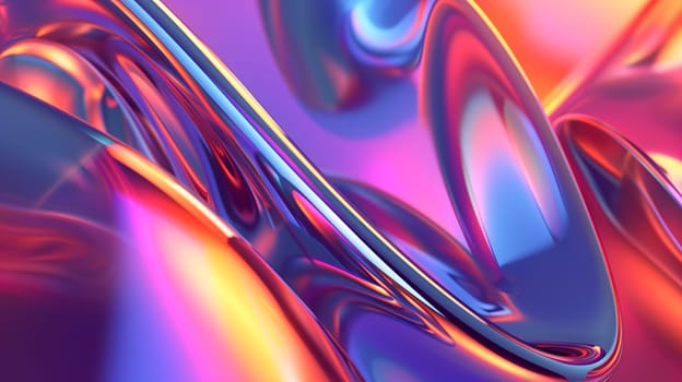 Abstract background of wavy glass with colorful orange and pink lighting. Neural network generated in January 2024. Not based on any actual scene or pattern.