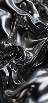Black glassy waves background and wallpaper. Neural network generated in January 2024. Not based on any actual scene or pattern.