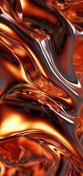 Shiny golden metal waves background and wallpaper. Neural network generated in January 2024. Not based on any actual scene or pattern.