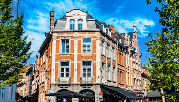 LEUVEN, BELGIUM - AUG 25, 2022: Architecture of Leuvenn in the Flemish Region of Belgium